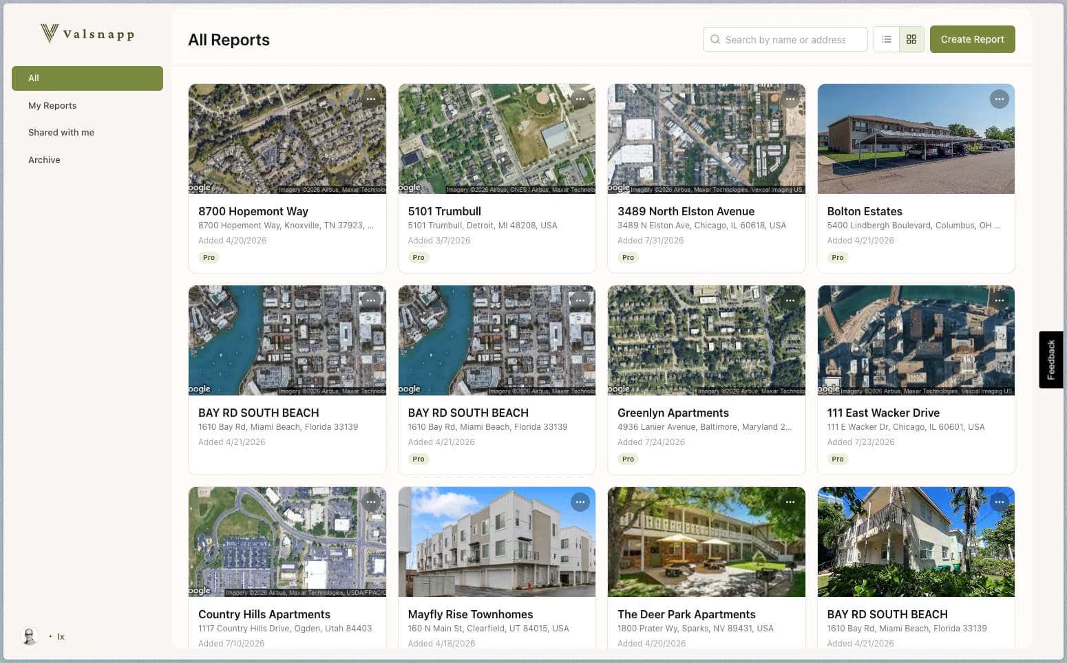 Valsnapp analysis view